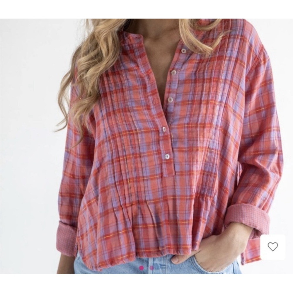 Natural Life Women's Pink U-Neck Blouse Size Large Casual Boho Top
